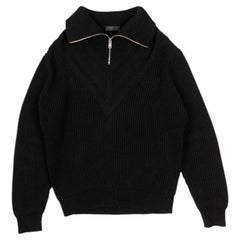 Maglione da uomo Prada a maglia grossa con collo alto, nero, in cotone