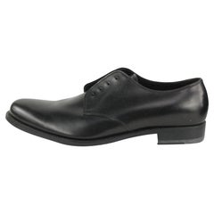 Prada Mens US 10.5 Black Cordovan Leather Lace up Classic Derby Shoe 2PR1112
