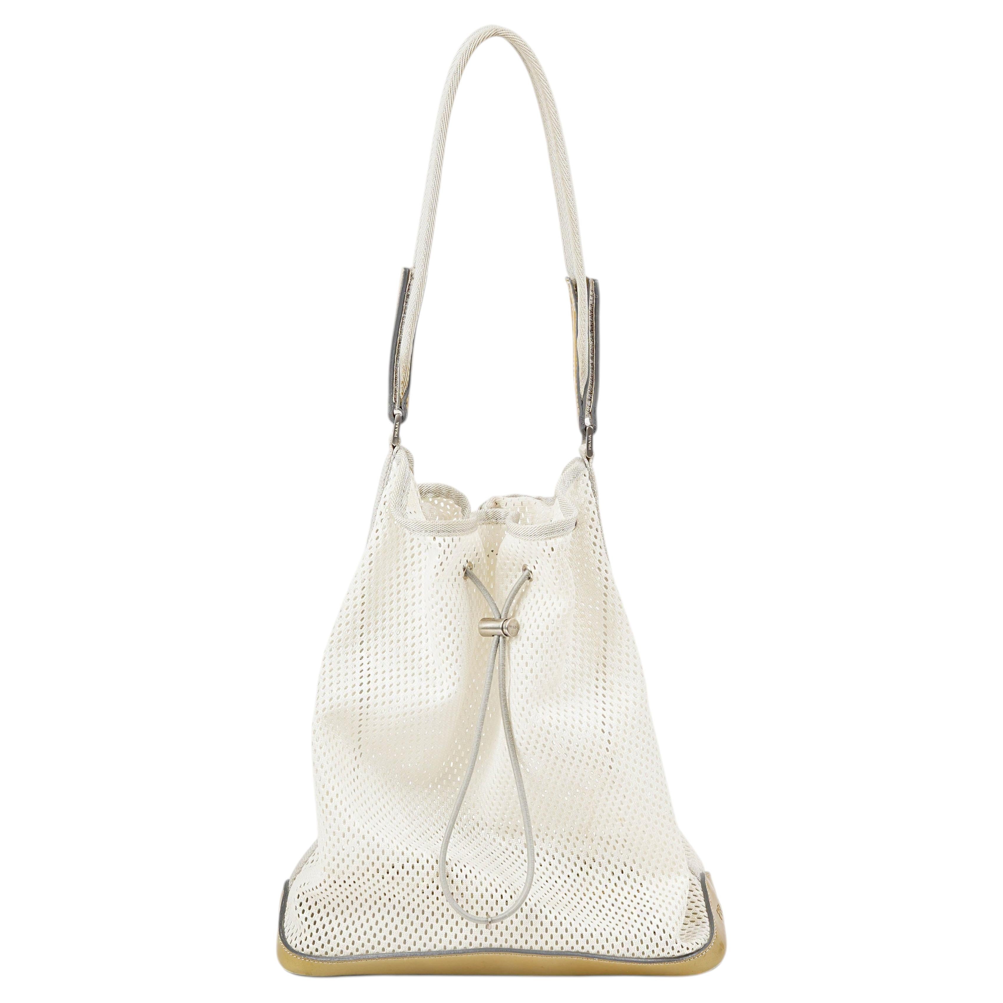 Prada Mesh and Metallic Leather Drawstring Shoulder Bag, Early 2000s