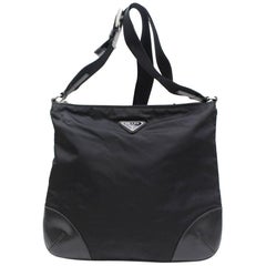 Vintage Prada Messenger 867628 Black Nylon Cross Body Bag