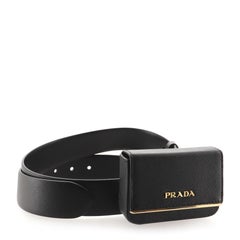 Prada Metal Bar Flap Belt Pouch Saffiano Leather