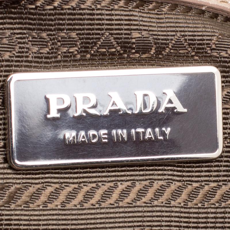 Prada Metallic Beige Leather Gaufre Chain Shoulder Bag 3