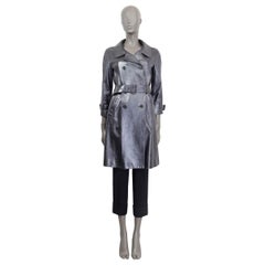 PRADA metallic blue leather TRENCH Coat Jacket 40 S