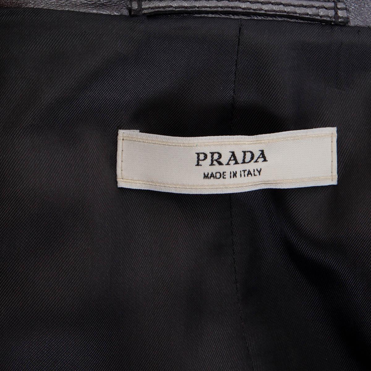 Women's PRADA metallic blue leather TRENCH Coat Jacket 40 S