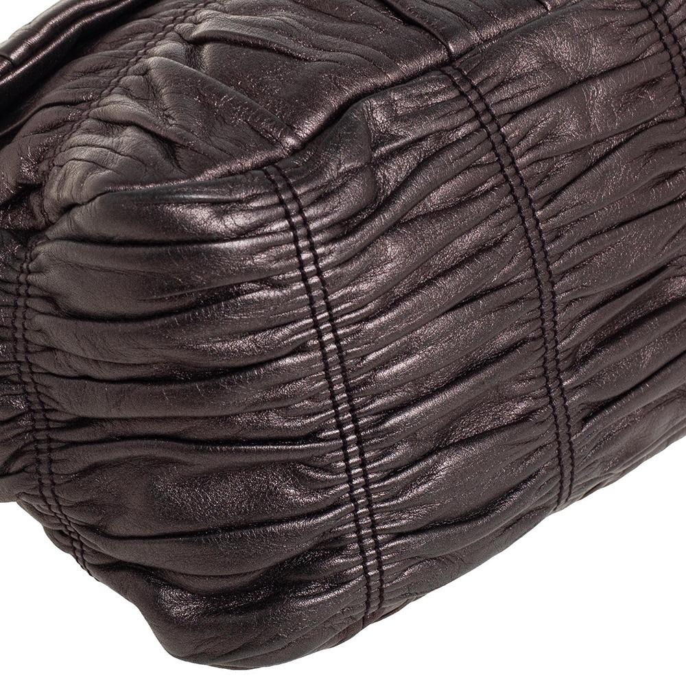 Prada Metallic Bronze Gaufre Leather Chain Shoulder Bag 2