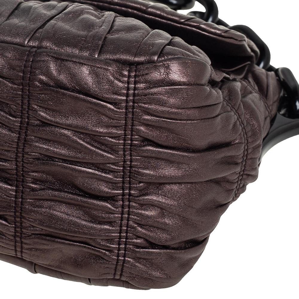 Prada Metallic Bronze Gaufre Leather Chain Shoulder Bag 3