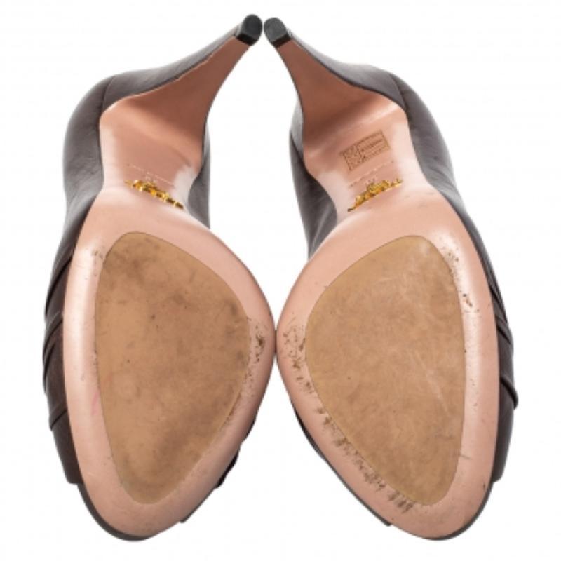 Prada Metallic Brown Leather Rose Pumps Size 38 For Sale 2
