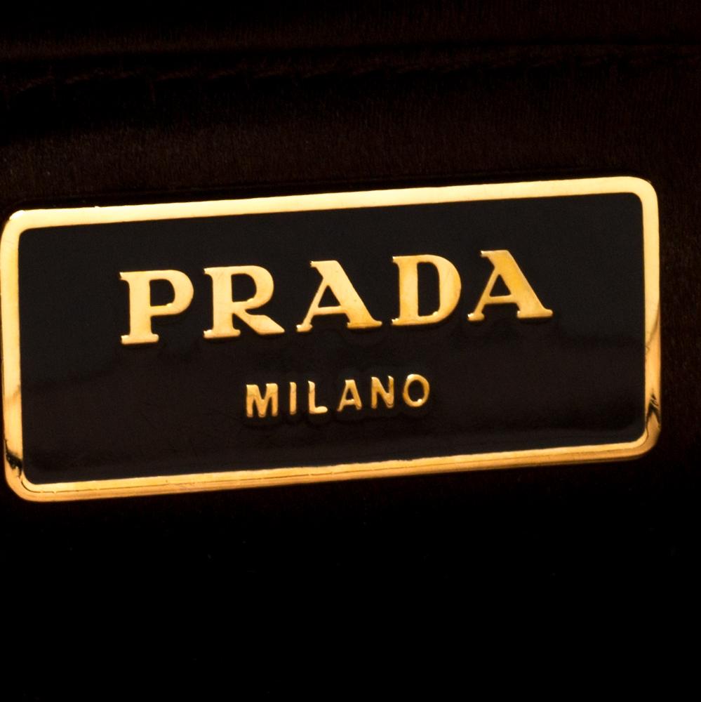 Prada Metallic Brown Satin Top Handle Bag 4