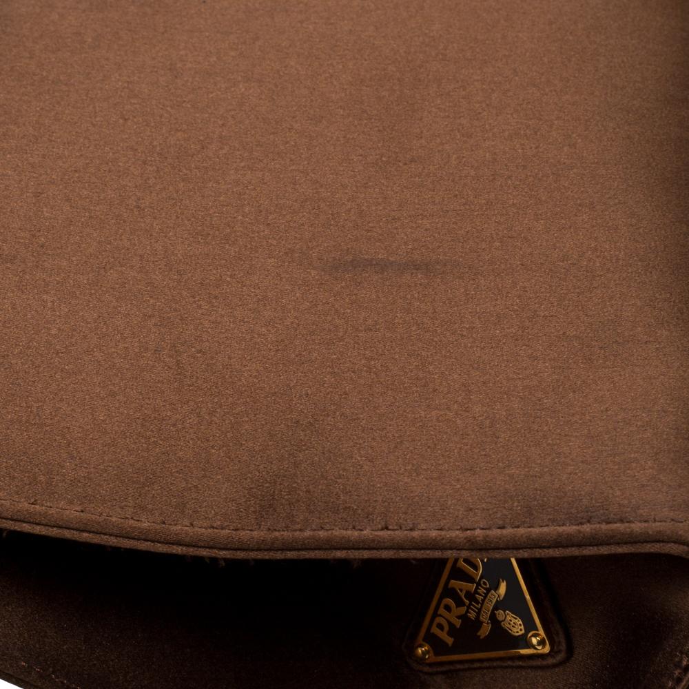Prada Metallic Brown Satin Top Handle Bag In Good Condition In Dubai, Al Qouz 2
