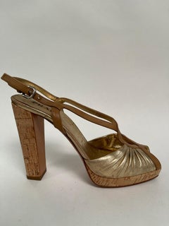 Prada metallic cork heel
