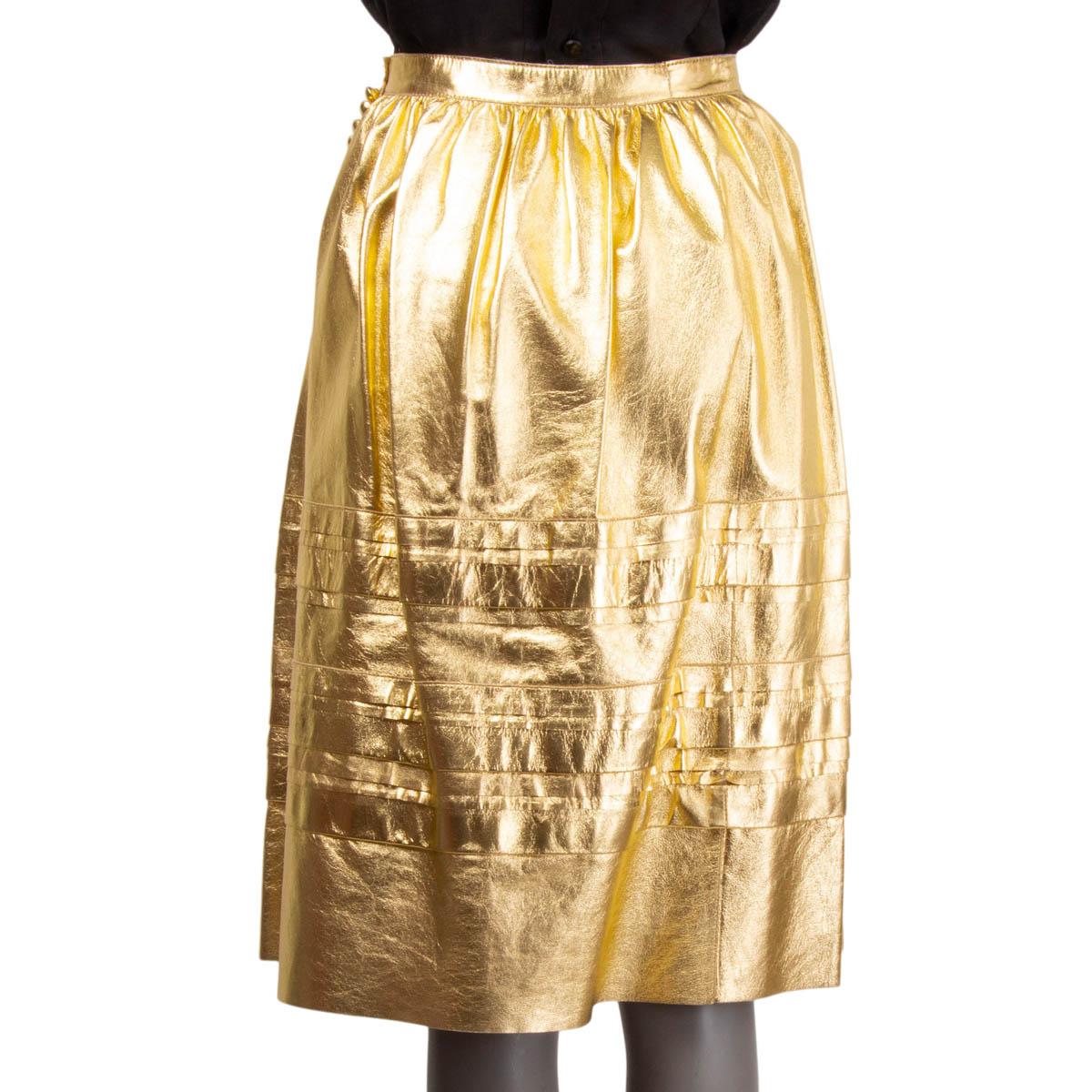 Women's PRADA metallic gold 2008 LEATHER Skirt 38 XS For Sale