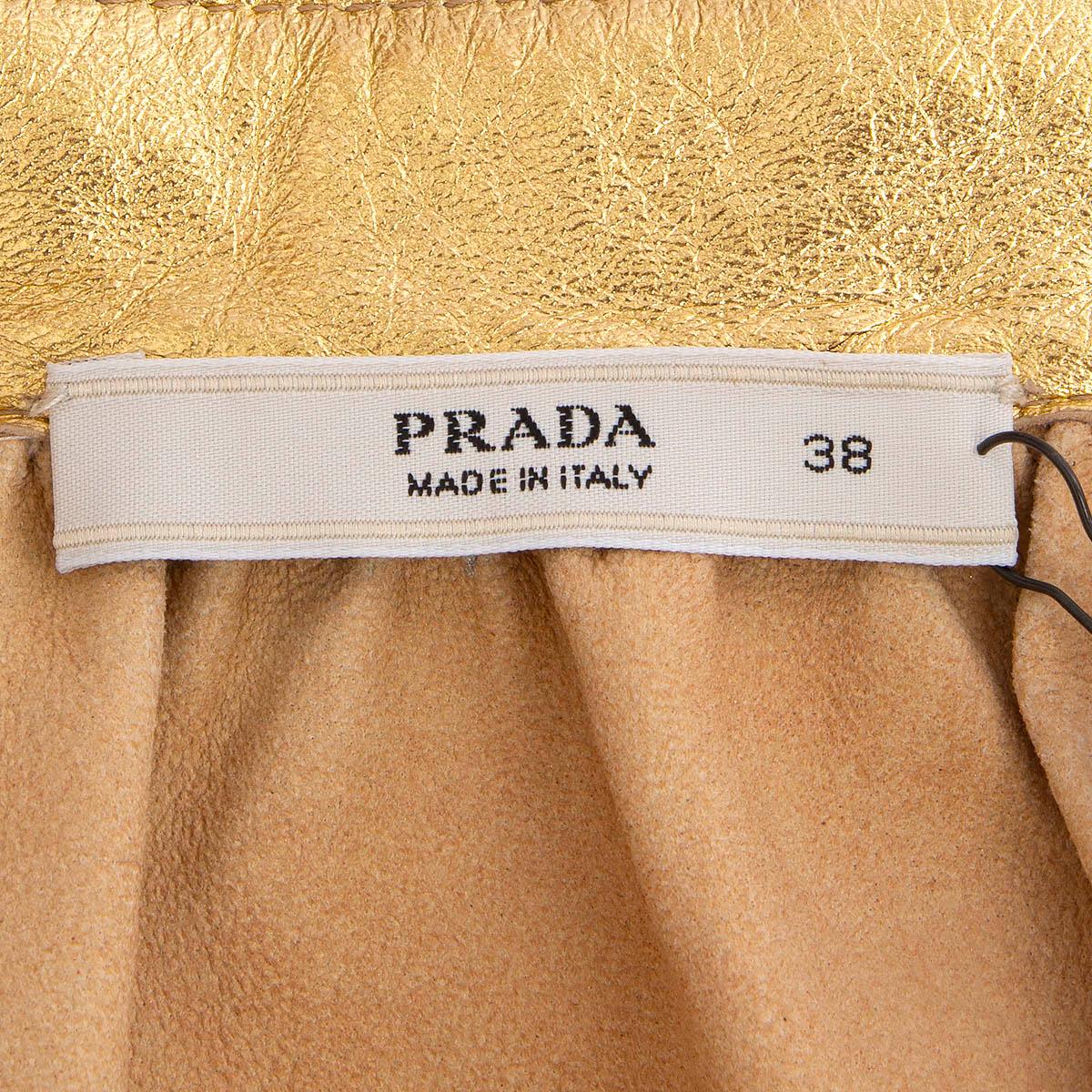 PRADA metallic gold 2008 LEATHER Skirt 38 XS For Sale 1