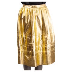 PRADA metallic gold 2008 LEATHER Skirt 38 XS