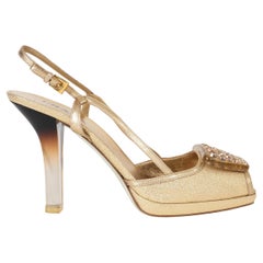 PRADA metallic gold leather 2006 CRYSTAL EMBELLISHED Sandals Shoes 39
