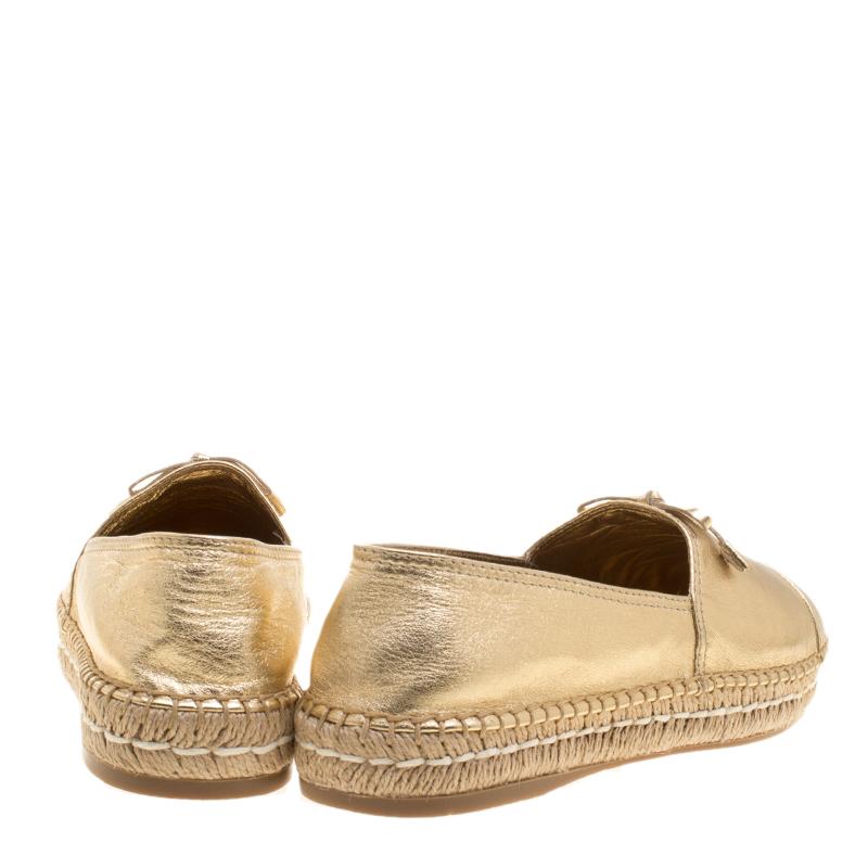 prada gold espadrilles