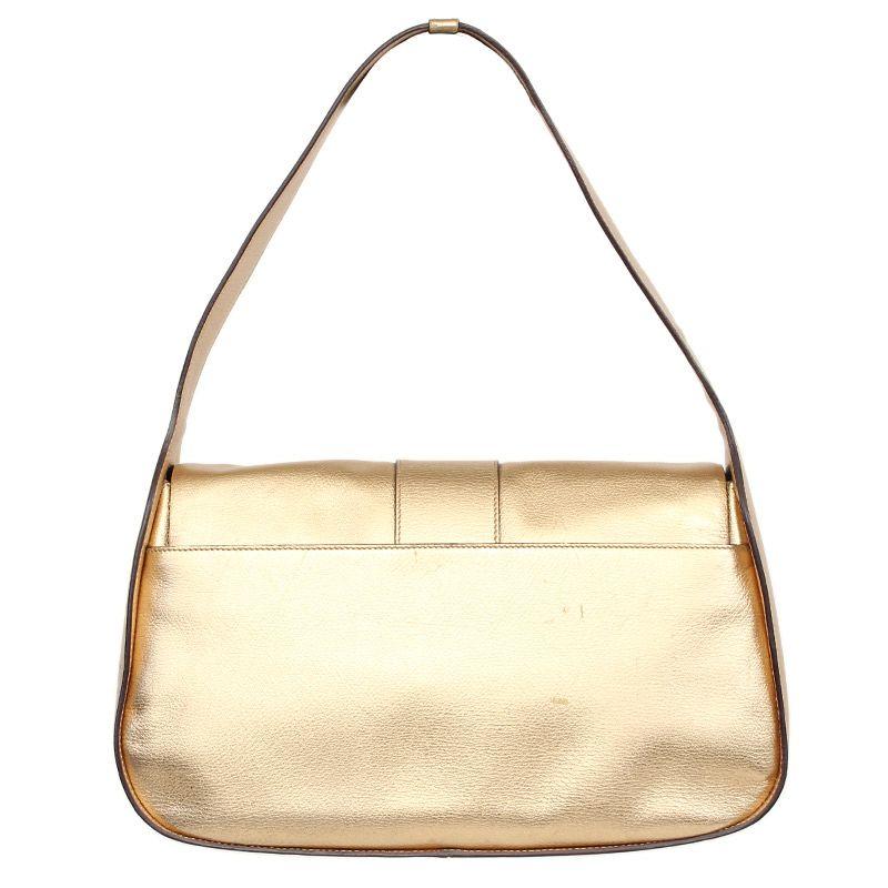 White PRADA metallic gold leather Flap Shoulder Bag