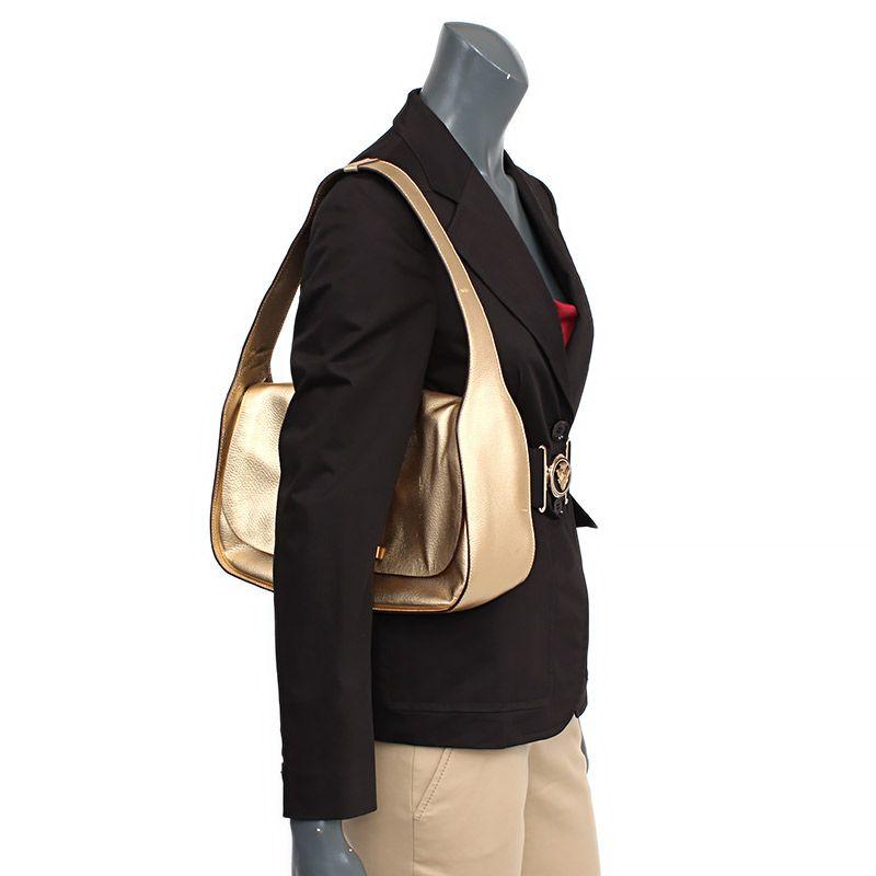 PRADA metallic gold leather Flap Shoulder Bag In Good Condition In Zürich, CH