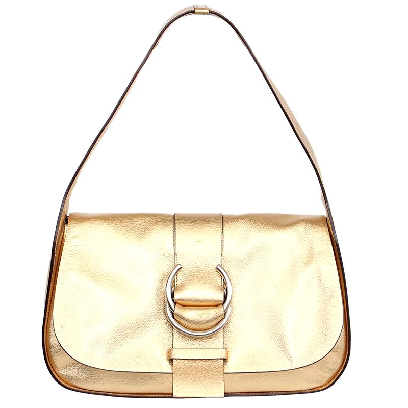 PRADA metallic gold leather Flap Shoulder Bag