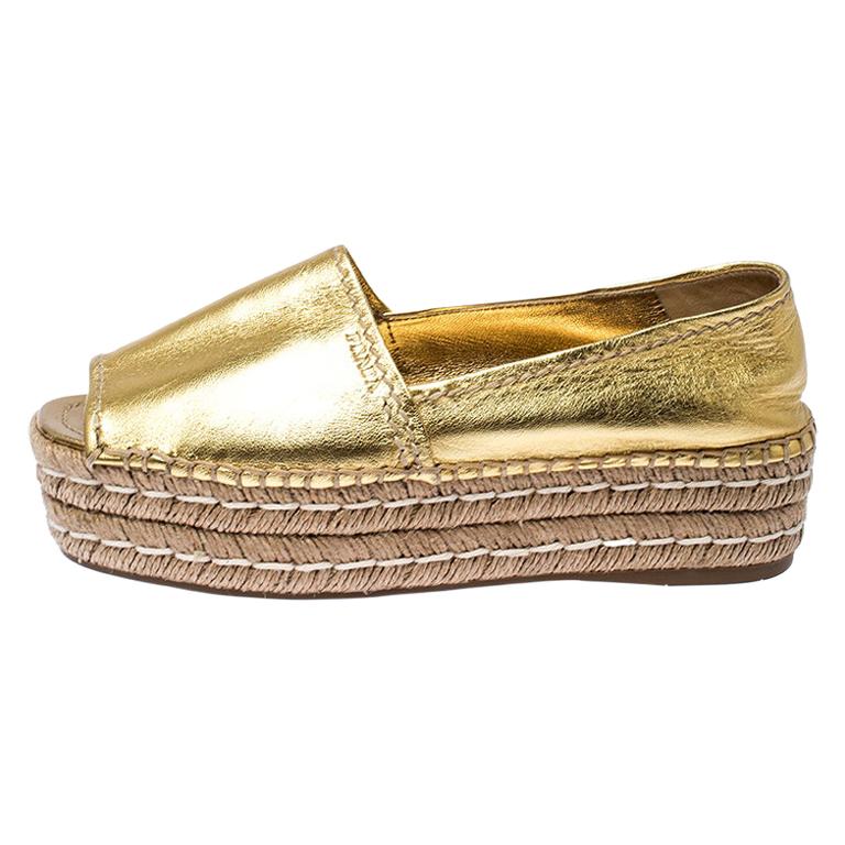 prada gold espadrilles