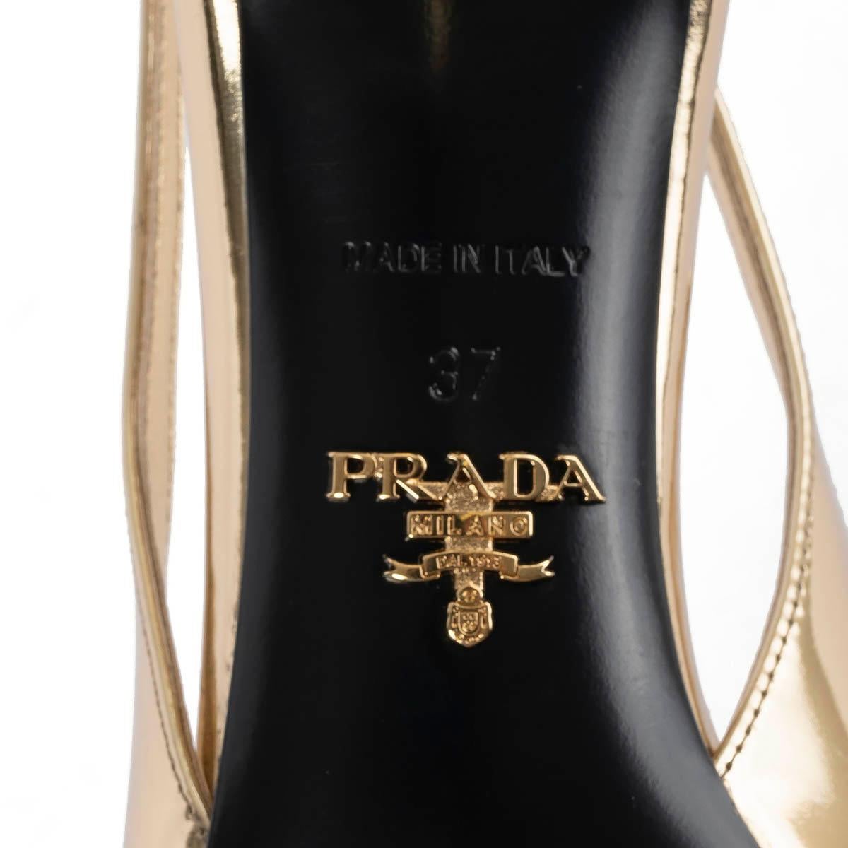 PRADA metallic gold leather Slingbacks Pumps Shoes 37 4