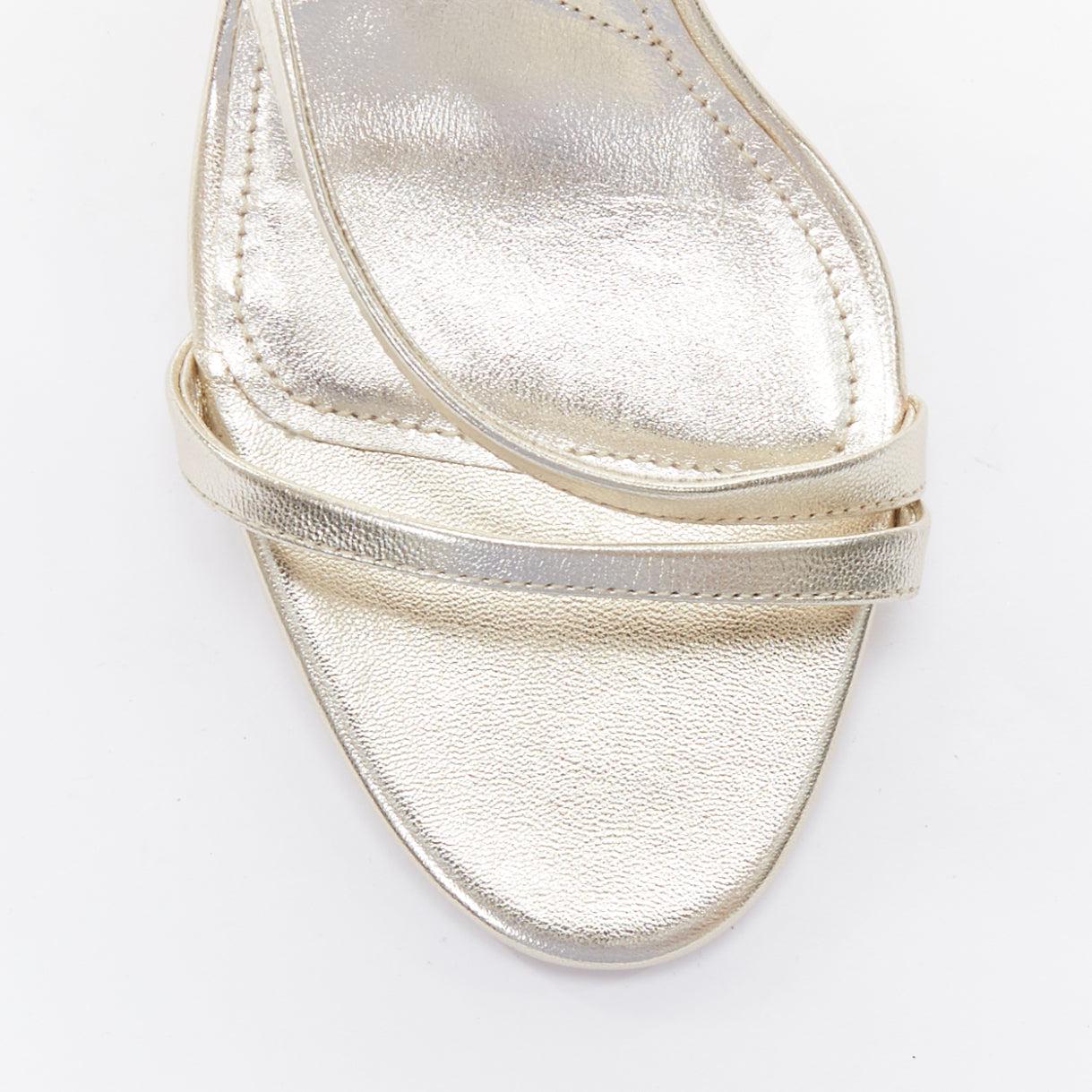 PRADA metallic gold leather strappy mid heel sandals EU39 1