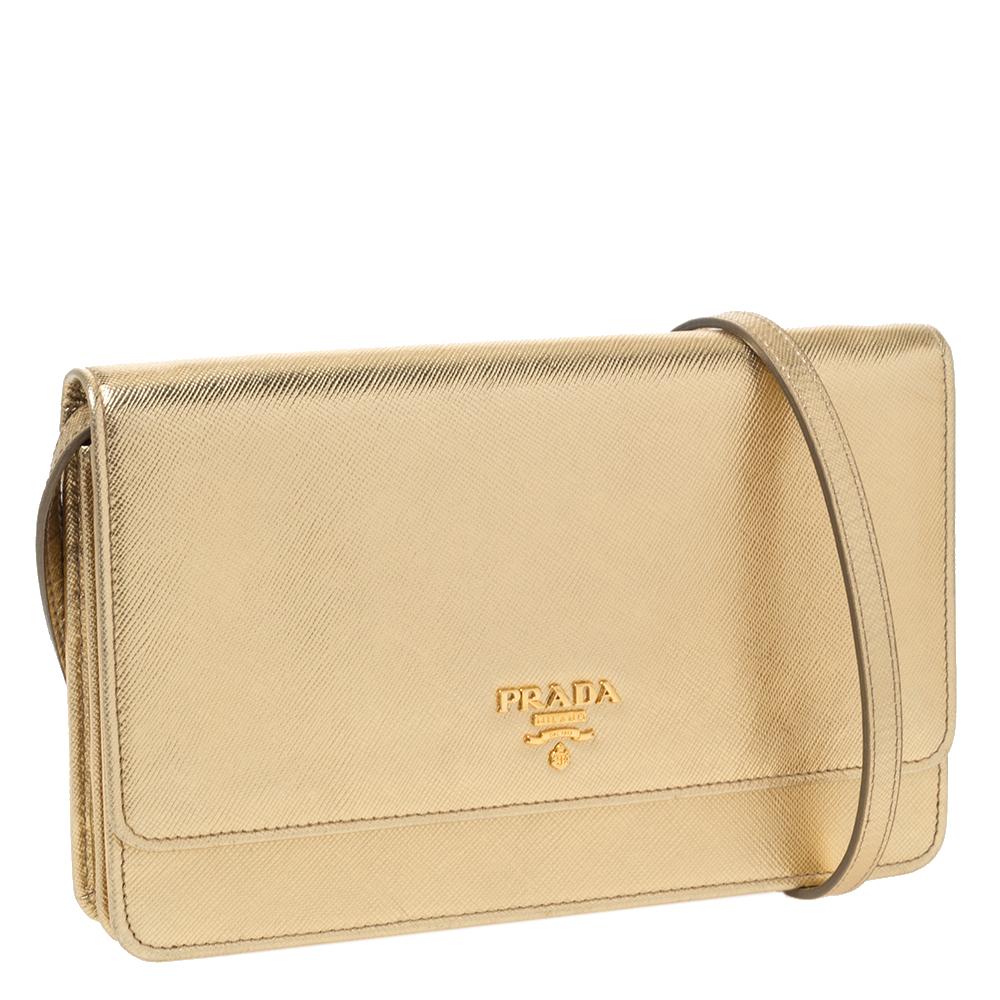 prada gold wallet