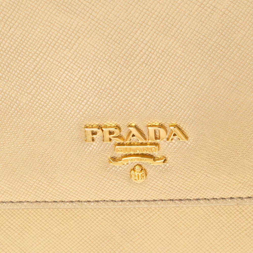 Prada Metallic Gold Saffiano Lux Leather Flap Crossbody Bag 2