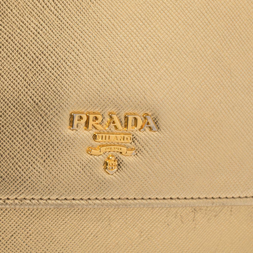 Prada Metallic Gold Saffiano Shine Leather Flap Crossbody Bag 5