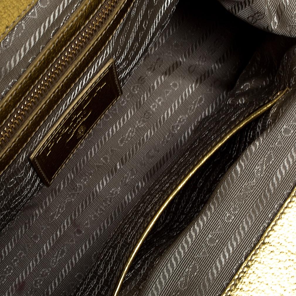 Prada Metallic Gold Straw and Leather Frame Bag 1