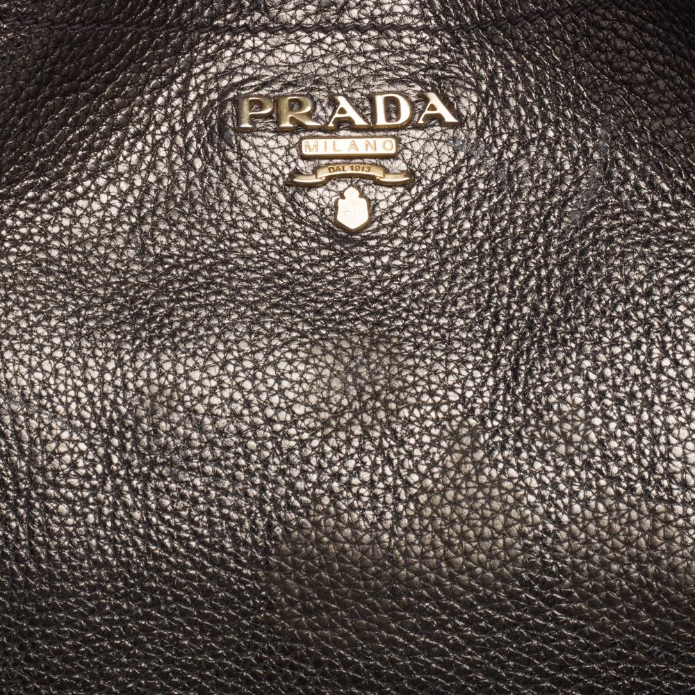 Prada Metallic Gold Vitello Daino Leather Side Pocket Hobo 2