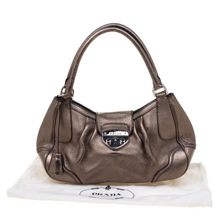 prada leather shoulder bag gray