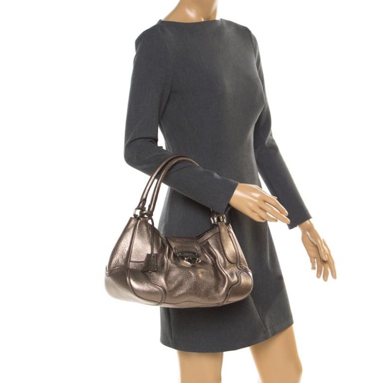 prada leather shoulder bag gray