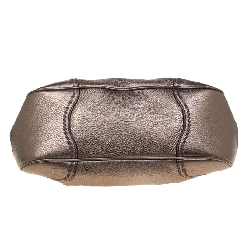 Women's Prada Metallic Grey Leather Shoulder Bag