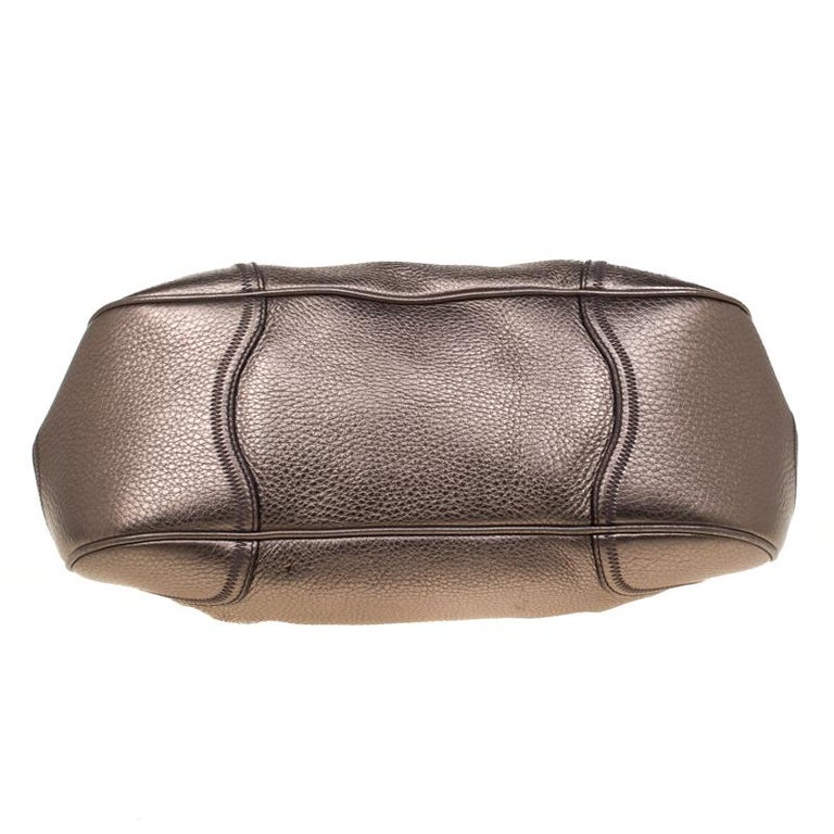 Prada Metallic Grey Leather Shoulder Bag For Sale at 1stdibs