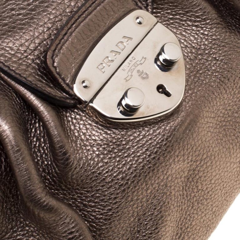 prada leather shoulder bag gray