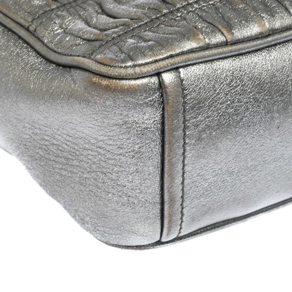 Prada Metallic Grey Matelasse Leather Camera Shoulder Bag 2
