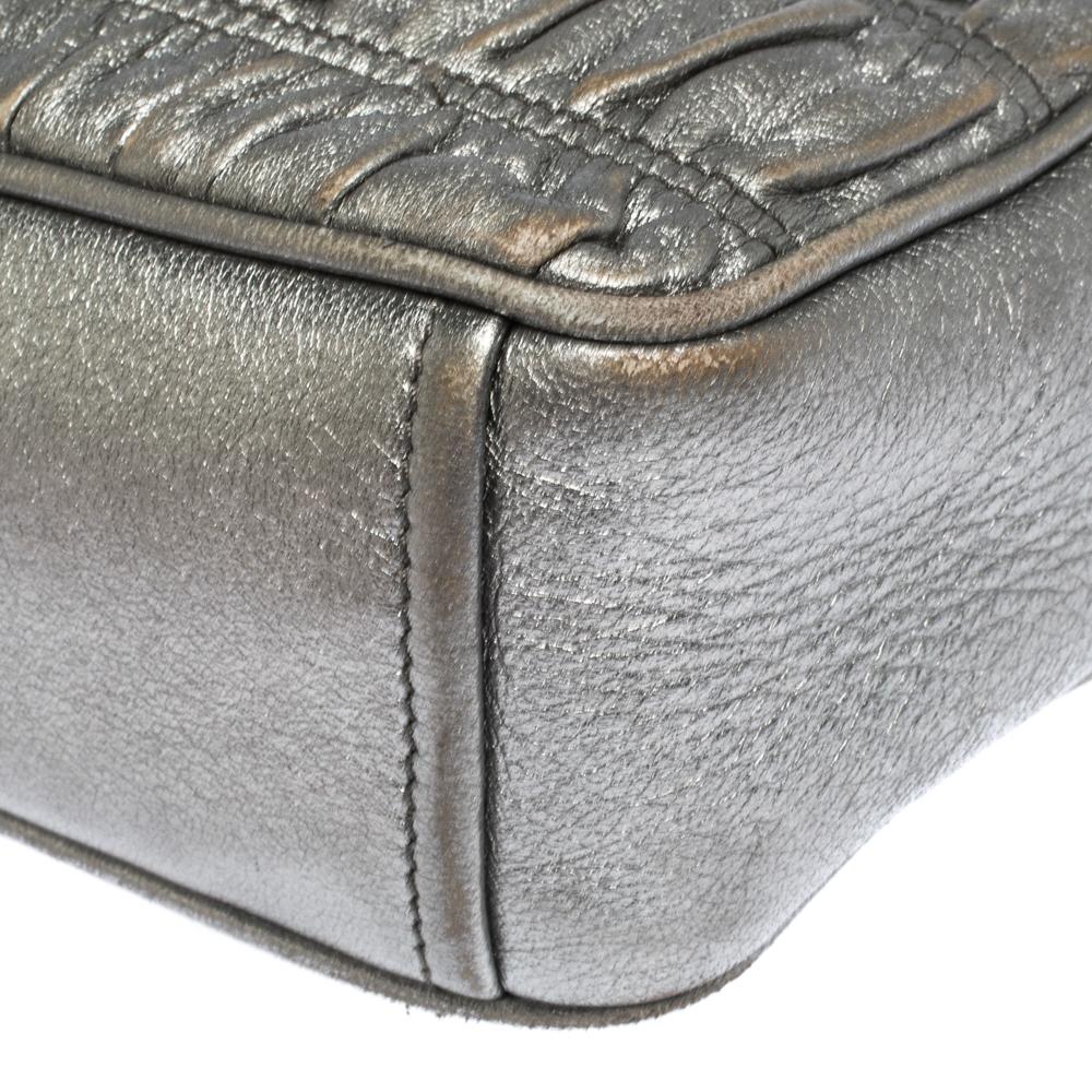 Prada Metallic Grey Matelasse Leather Camera Shoulder Bag 1