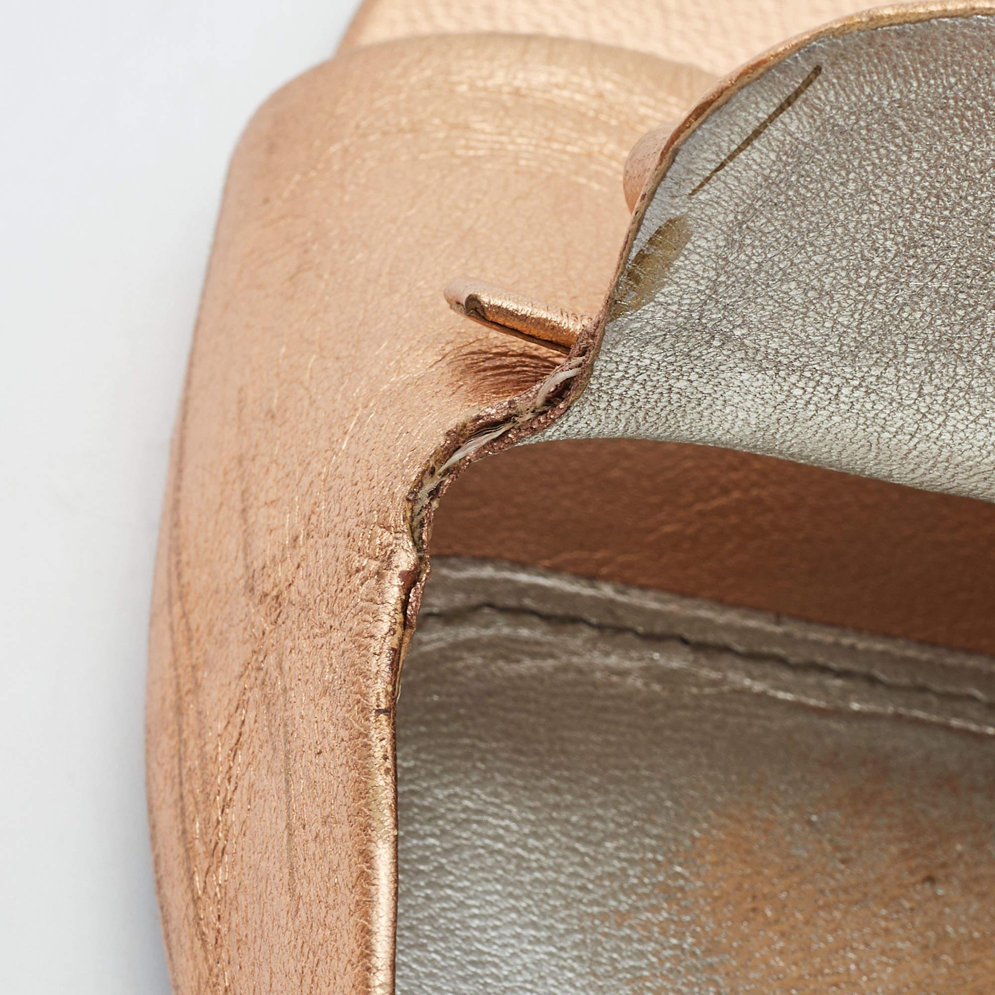 Prada Metallic Leather Block Heel Slides Size 39.5 3
