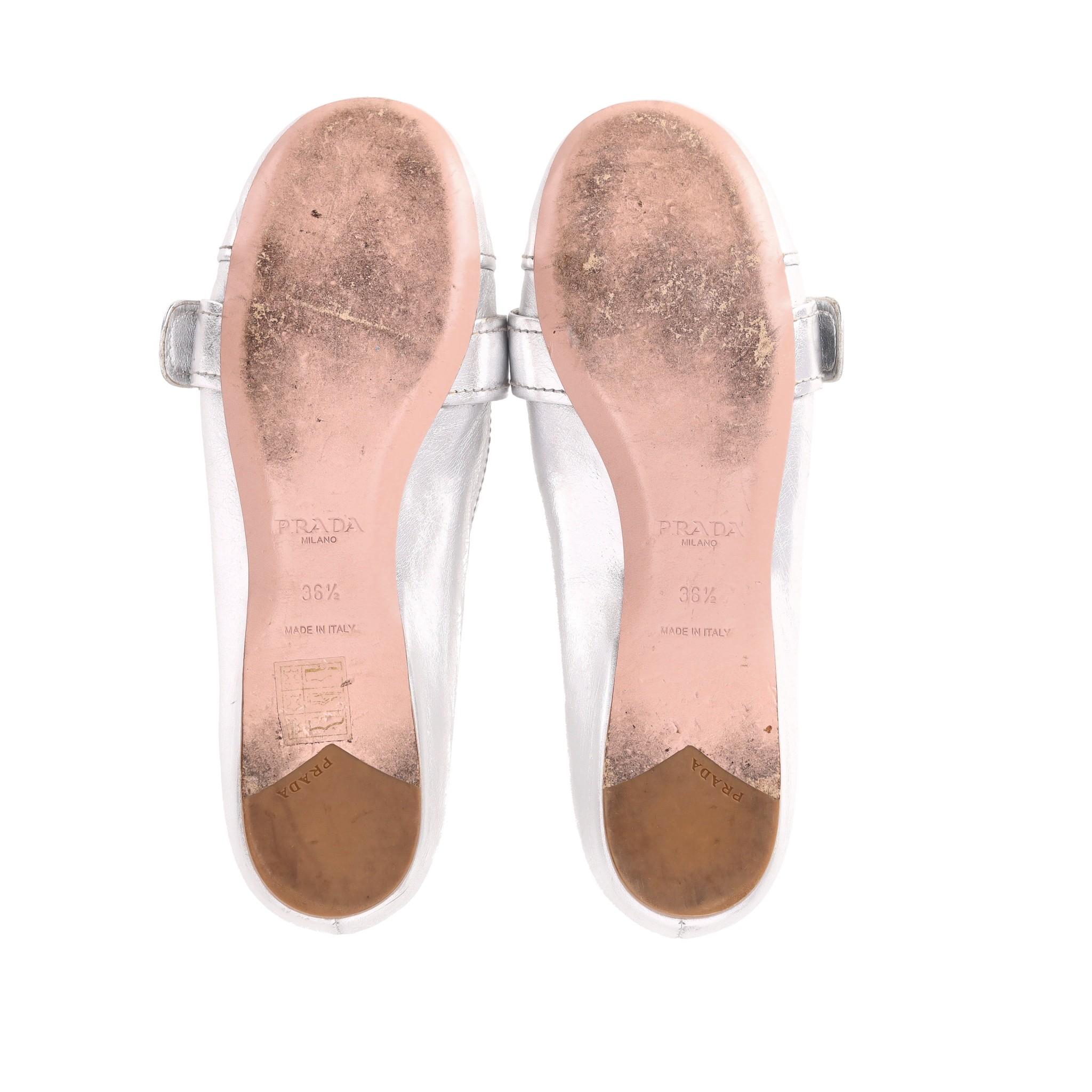 Prada Metallic Leather Flower Brooch Loafers 2