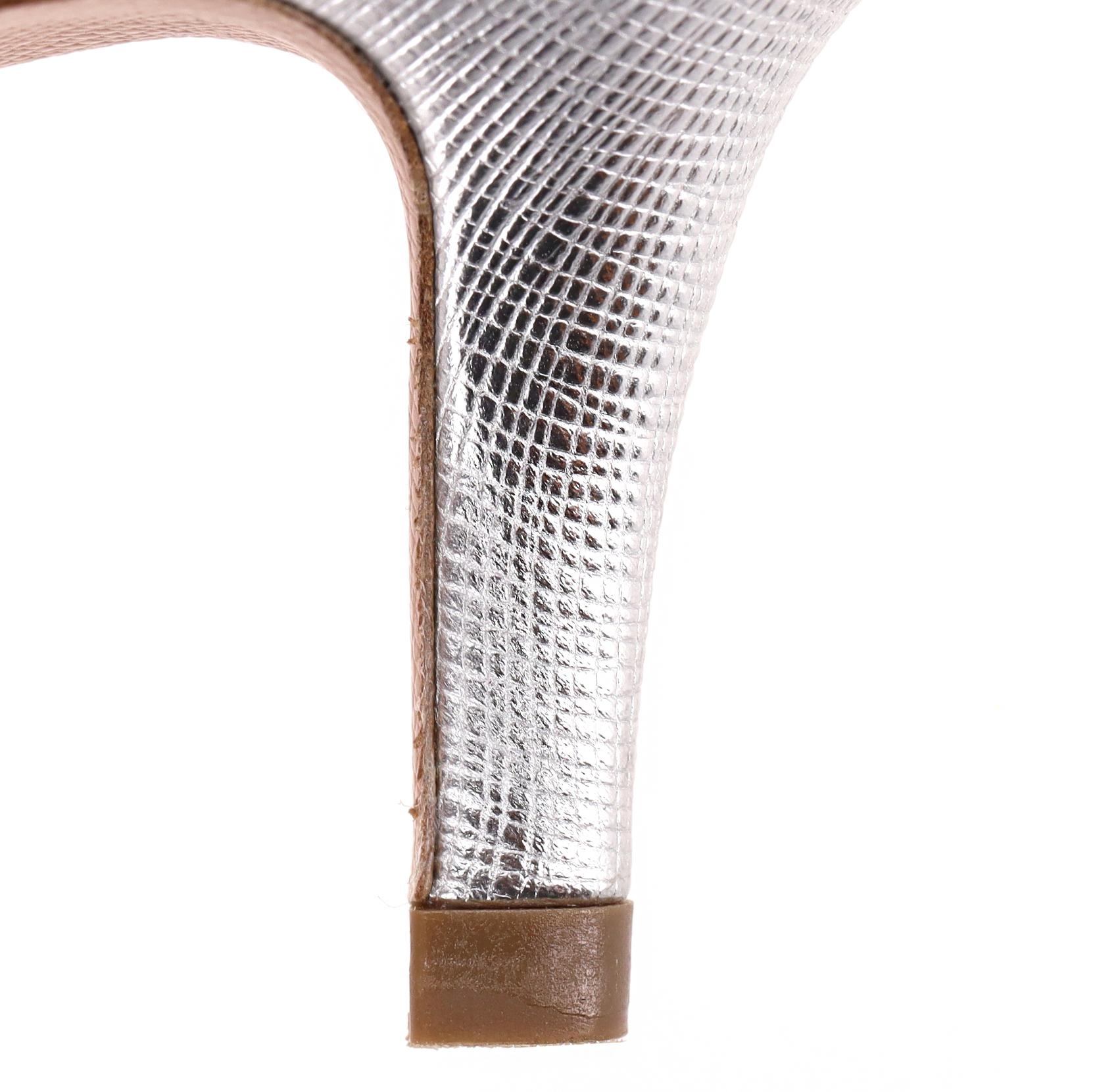 Prada Metallic Leder Slingback Kitten Heel Pumps im Angebot 3
