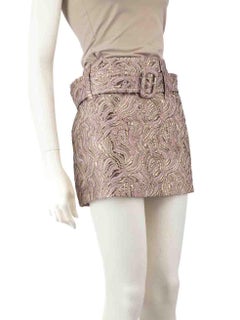 Prada Metallic Logo Jacquard Belted Mini Skirt Size S