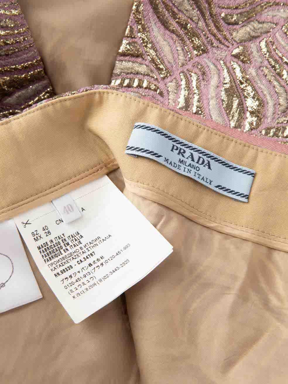 Prada Metallic Logo Jacquard Belted Mini Skirt Size S 2