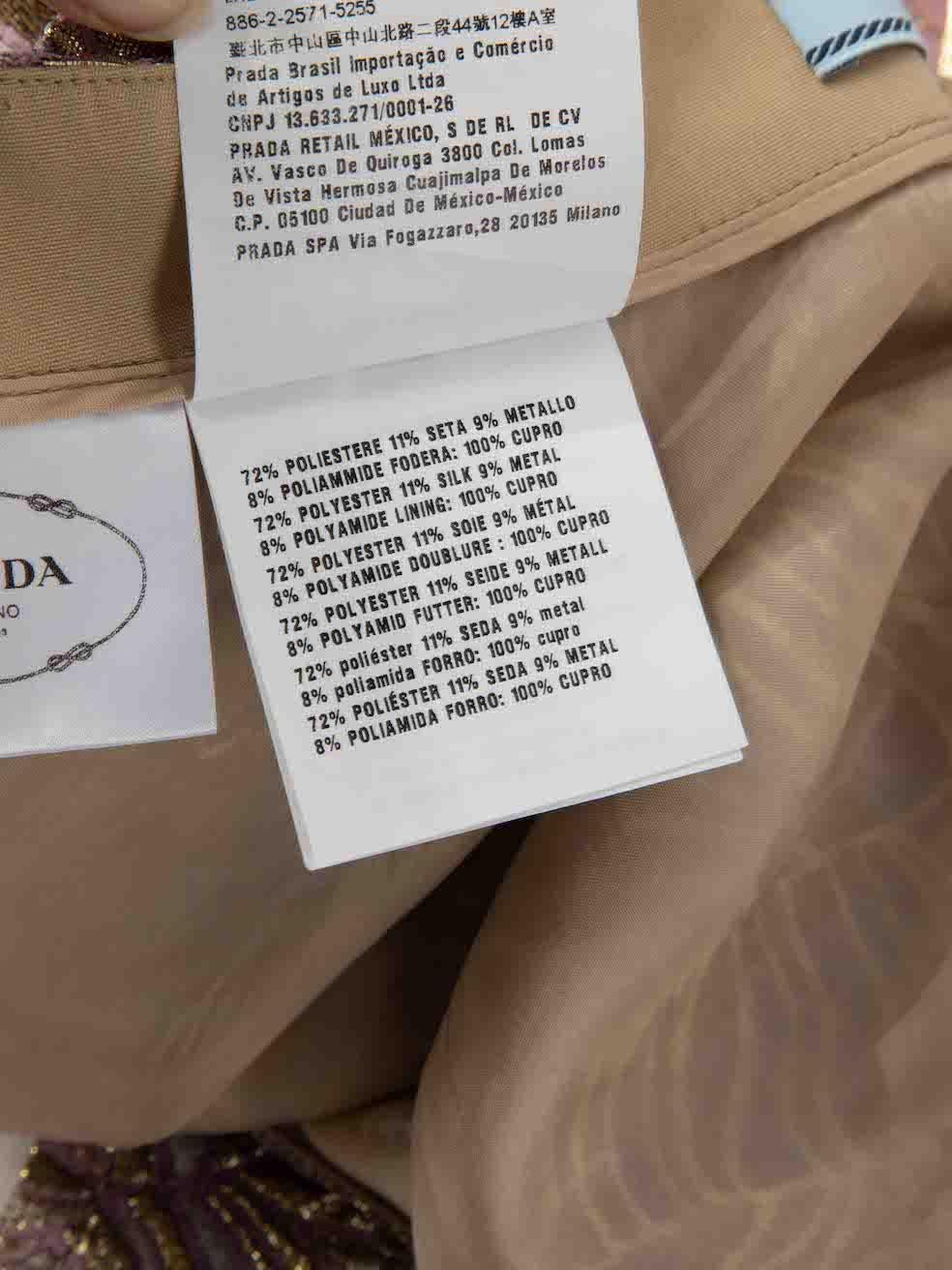Prada Metallic Logo Jacquard Belted Mini Skirt Size S 3