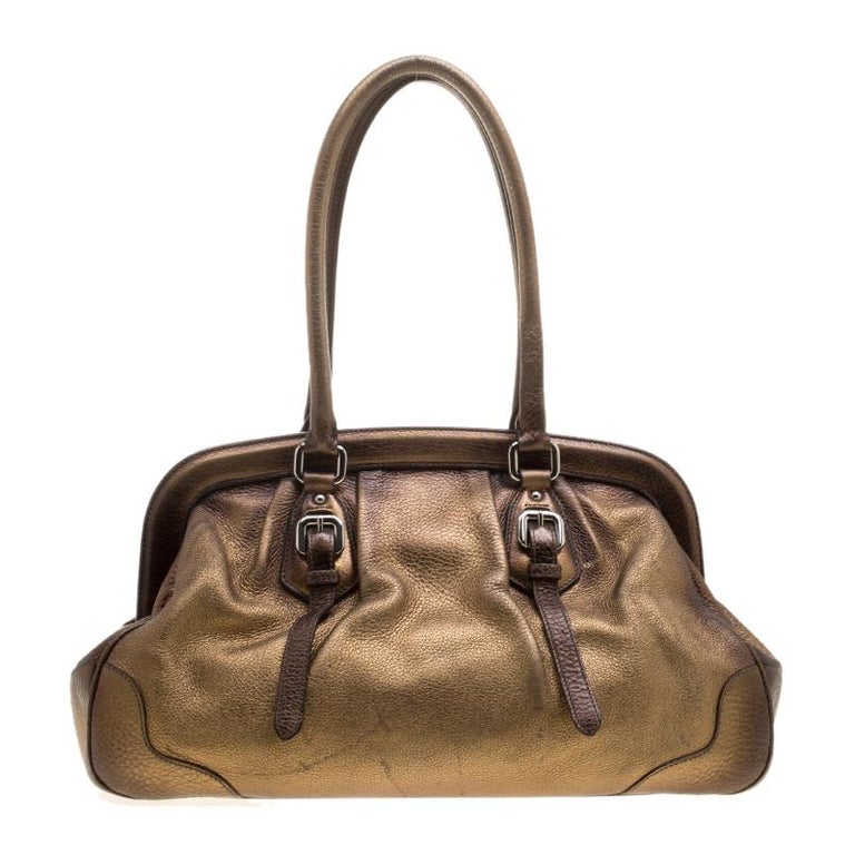 Prada Metallic Ombre Leather Frame Satchel For Sale at 1stDibs