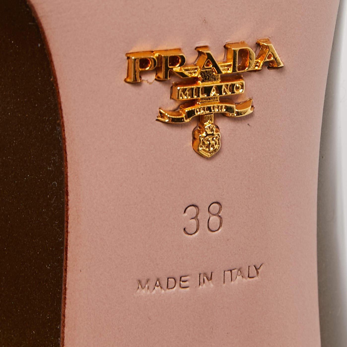 Prada Metallic Patent Leather Crystal Embellished Peep Toe Pumps Size 38 2