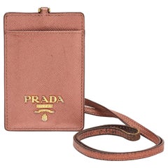 Prada Metallic Saffiano Leather Badge Holder