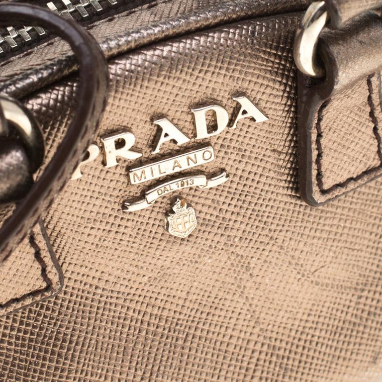 Prada Metallic Saffiano Leather Purse Key Chain For Sale at 1stDibs