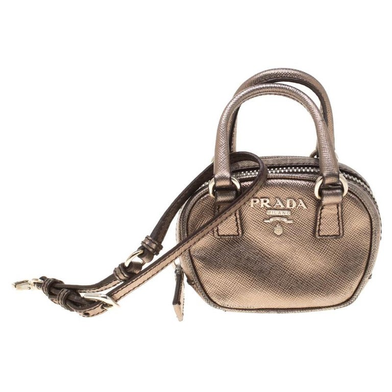 Prada Metallic Saffiano Leather Purse Key Chain For Sale at 1stDibs prada keychain wallet