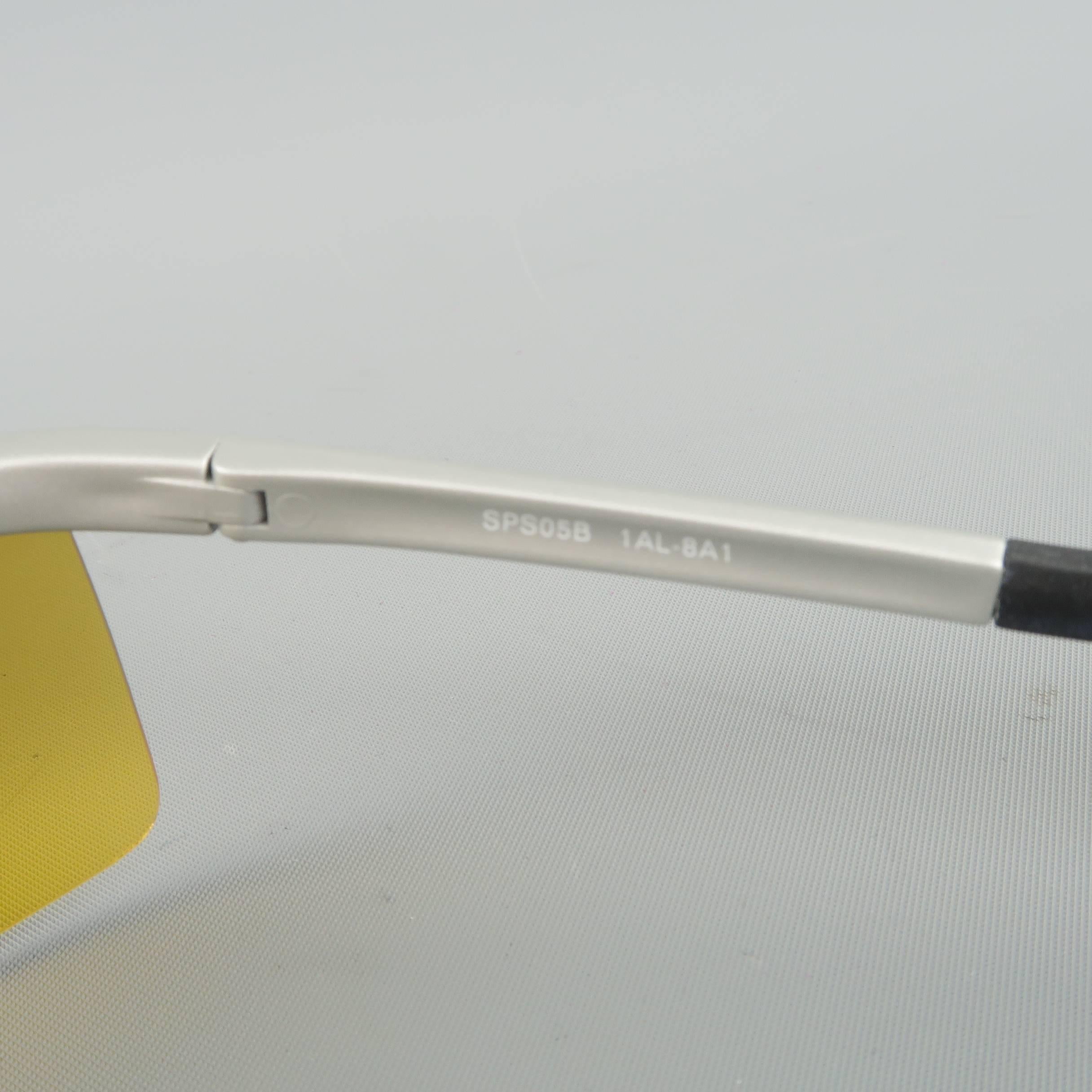 Brown PRADA Sunglasses Metallic Silver Acetate Yellow Lens Active Ski Sport SPRING