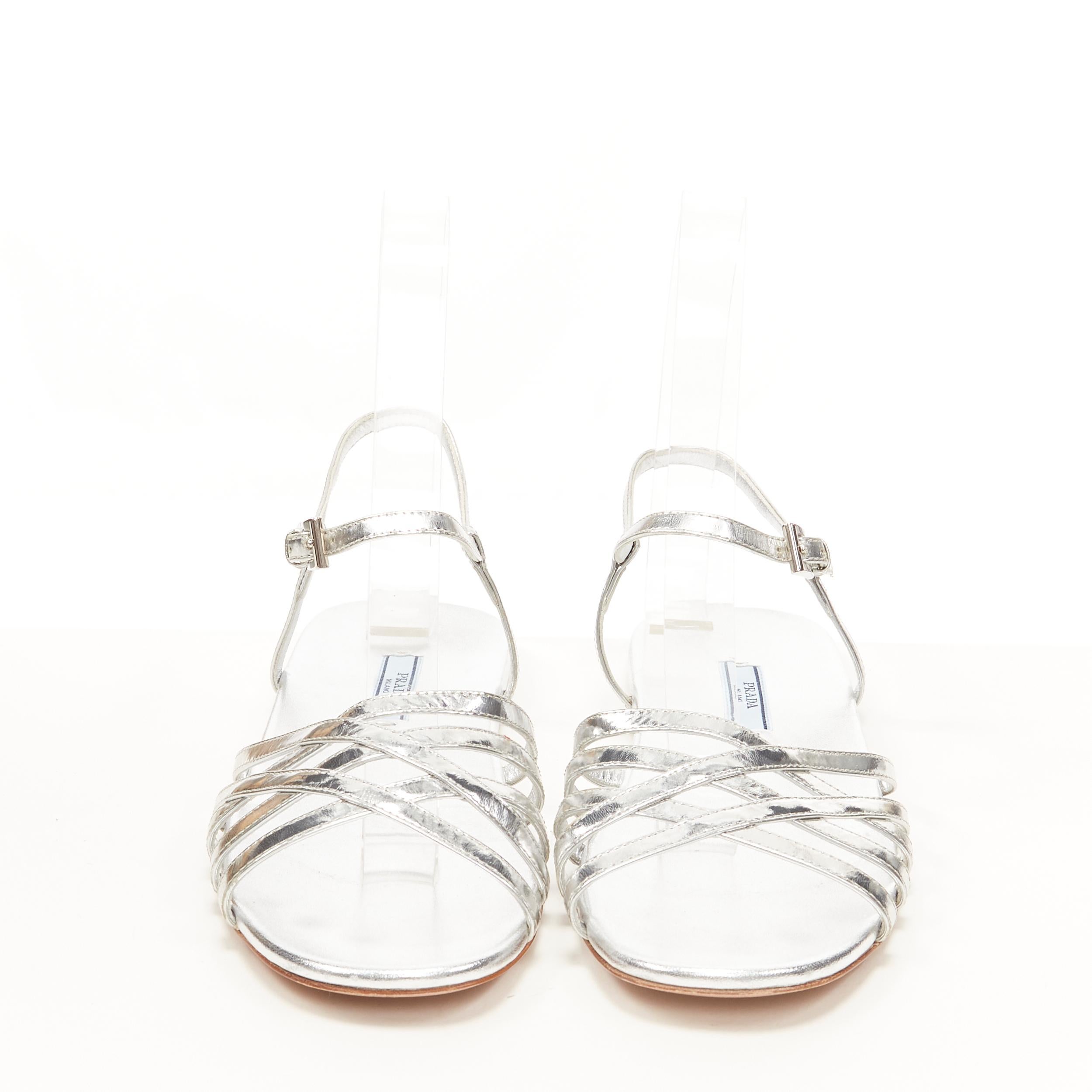 silver metallic sandals flat